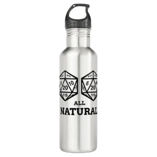 Funny RPG D20 Shirt All Natural Game Retro T Shirt Stainless Steel Water Bottle