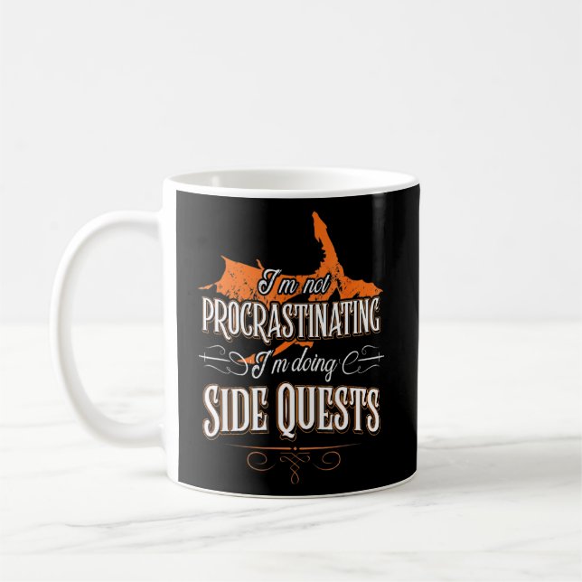 Funny Rpg Gamer Dragons Not Procrastinating Side Q Coffee Mug (Left)