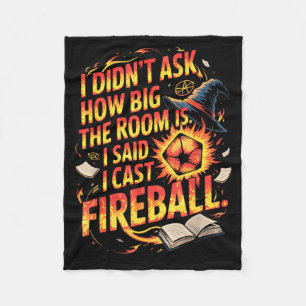 Funny Rpg I Cast Fireball Quote With Wizard Hat An Fleece Blanket