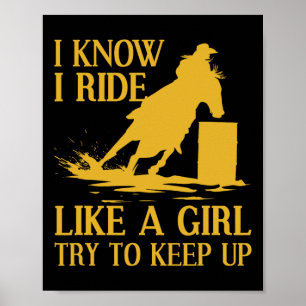 Funny Rrel Racing Gift For Women Girls Horse Racer Poster