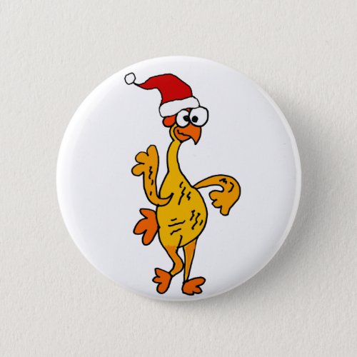 Funny Rubber Chicken Christmas Cartoon Button