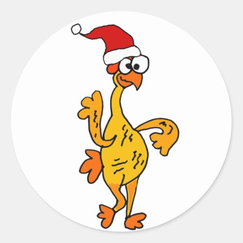 Funny Rubber Chicken Christmas Cartoon Classic Round Sticker