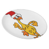 Funny Rubber Chicken Christmas Cartoon Dinner Plate (Right Side)