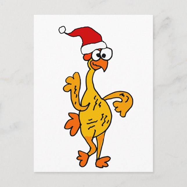Funny Rubber Chicken Christmas Cartoon Holiday Postcard (Front)