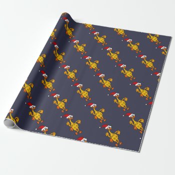 Funny Rubber Chicken Christmas Cartoon Wrapping Paper by ChristmasSmiles at Zazzle