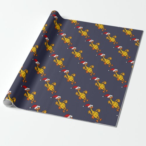 Funny Rubber Chicken Christmas Cartoon Wrapping Paper