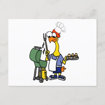 Funny Rubber Chicken Grilling With Bbq Grill Postcard by naturesmiles at Zazzle