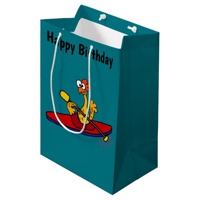 Funny Rubber Chicken kayaking cartoon Medium Gift Bag (Front Angled)