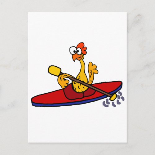 Funny Rubber Chicken kayaking cartoon Postcard