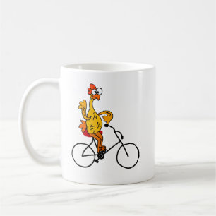 Funny Rubber Chicken Riding Bicycle Coffee Mug