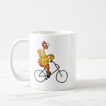 Funny Rubber Chicken Riding Bicycle Coffee Mug