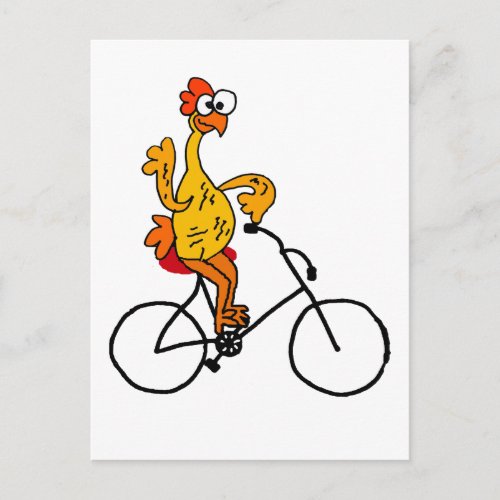 Funny Rubber Chicken Riding Bicycle Postcard