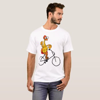 Funny Rubber Chicken Riding Bicycle T-shirt by naturesmiles at Zazzle