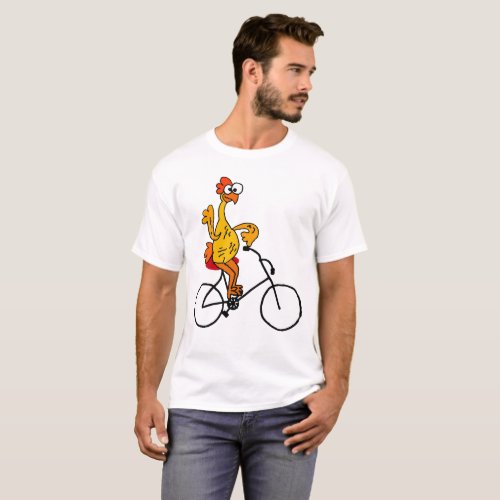 Funny Rubber Chicken Riding Bicycle T_Shirt