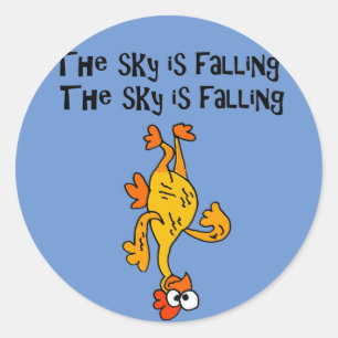 Funny Rubber Chicken Sky is Falling Cartoon Classic Round Sticker
