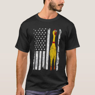 Funny Rubber Chicken Vintage American US Flag Men T-Shirt