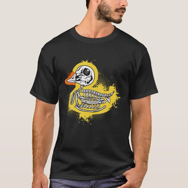 Funny Rubber Duck, Bathing Duck, Skull Skeleton Hu T-Shirt (Front)
