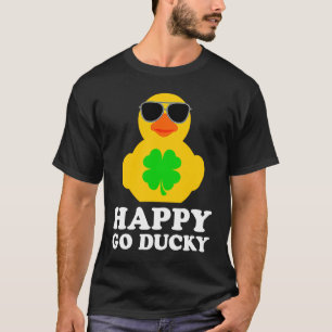 Funny Rubber Duck Four Leaf Clover Sunglasses Happ T-Shirt