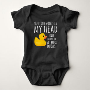 Funny Rubber Duck Little Voices in my Head Baby Bodysuit