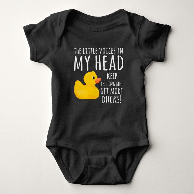 Funny Rubber Duck Little Voices in my Head Baby Bodysuit (Front)