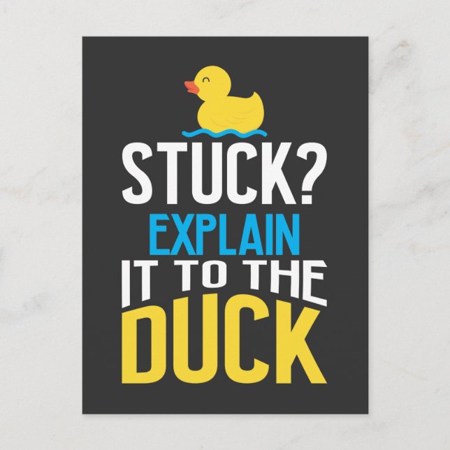 Funny Rubber Duck Programming Bug Debugging Humor Postcard (Front)