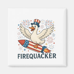 Funny Rubber Duck USA Patriotic Firequacker 4th Magnet