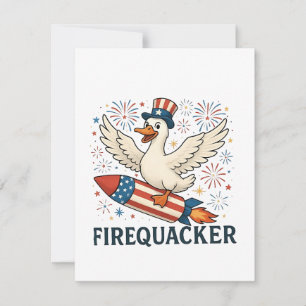 Funny Rubber Duck USA Patriotic Firequacker 4th Note Card
