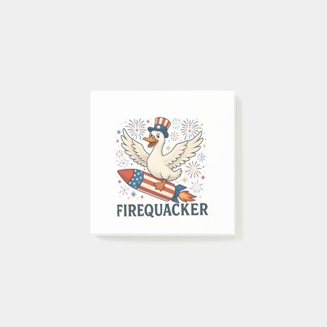 Funny Rubber Duck USA Patriotic Firequacker 4th Post-it Notes (Front)