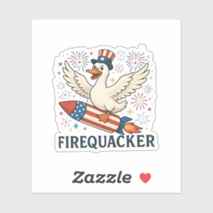 Funny Rubber Duck USA Patriotic Firequacker 4th Sticker