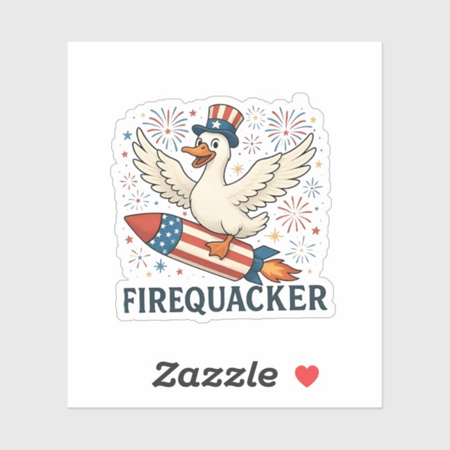Funny Rubber Duck USA Patriotic Firequacker 4th Sticker (Sheet)