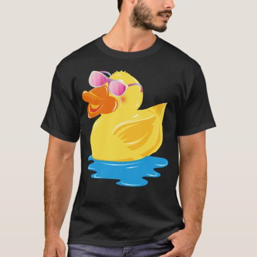 funny rubber duck with pink bulldog pet  T_Shirt