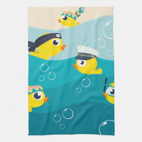 Funny Rubber Duckie Sea Beach Baby Kitchen Towel