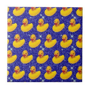 Funny Rubber Ducks Yellow Duckie Farm Animal Lover Ceramic Tile