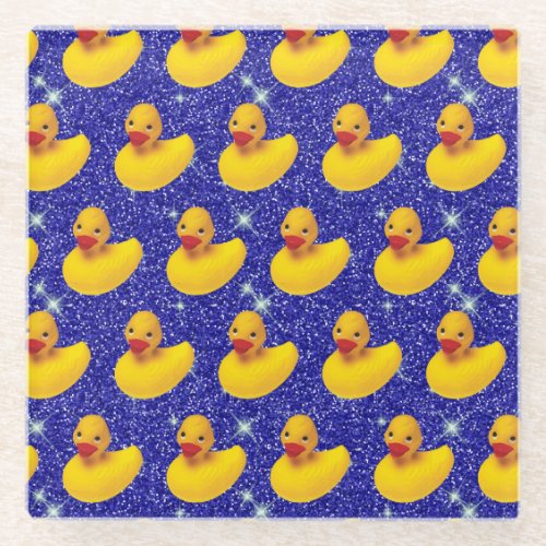 Funny Rubber Ducks Yellow Duckie Farm Animal Lover Glass Coaster