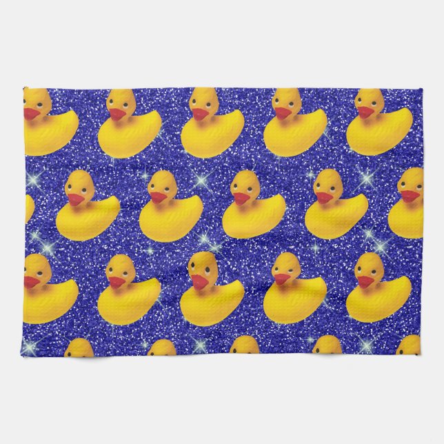 Funny Rubber Ducks Yellow Duckie Farm Animal Lover Kitchen Towel (Horizontal)