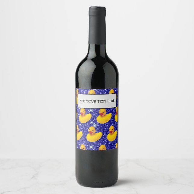 Funny Rubber Ducks Yellow Duckie Farm Animal Lover Wine Label (Front)