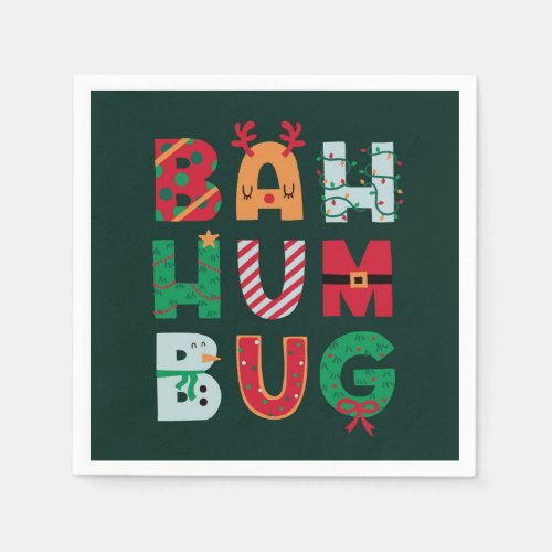 Funny Rubbish Bah Humbug Holiday Card Napkins