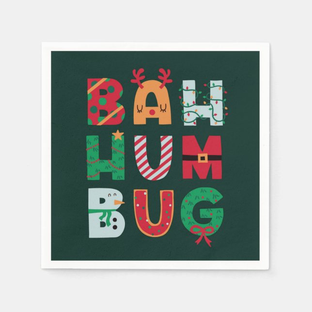 Funny Rubbish Bah Humbug Holiday Card Napkins (Front)