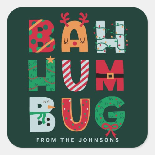 Funny Rubbish Bah Humbug Square Sticker