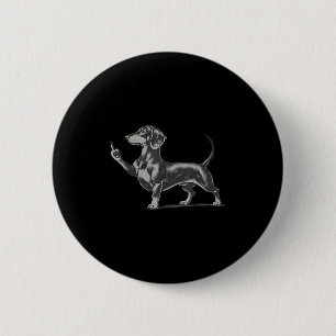 Funny Rude Black Dachshund Dog Meme Middle Finger  Button
