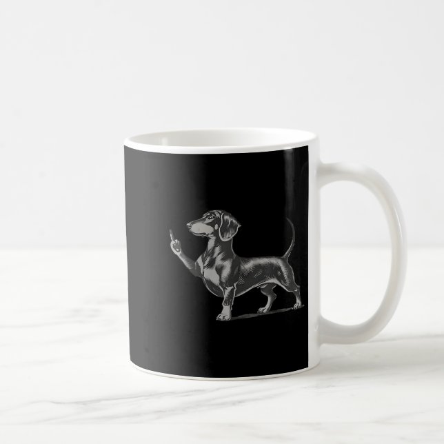 Funny Rude Black Dachshund Dog Meme Middle Finger  Coffee Mug (Right)