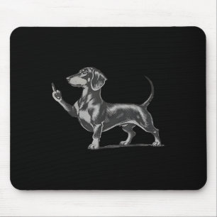 Funny Rude Black Dachshund Dog Meme Middle Finger  Mouse Pad