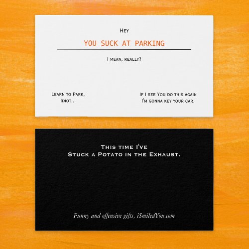 Funny Offensive You Suck At Parking Business Cards