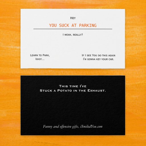 Customizable Funny Offensive You Suck At Parking Business Cards