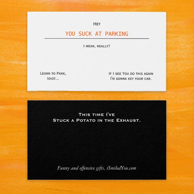 Funny Rude Humor You Suck At Parking Business Card (Funny Rude Humor You Suck At Parking Business Card)