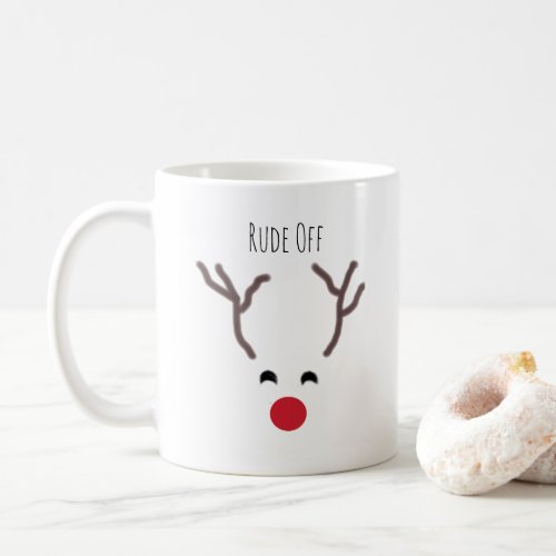 Funny Rude Off Red Nose Reindeer Modern Christmas Coffee Mug