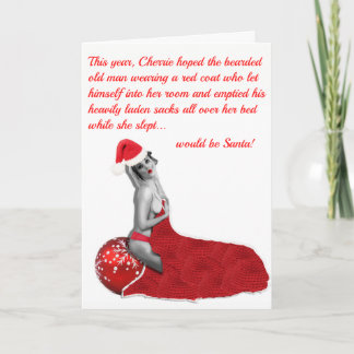 Funny Rude Risqué Humorous Pinup Christmas Card
