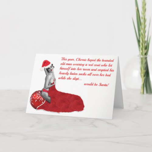 Funny Rude Risqu Humorous Pinup Christmas Card 02