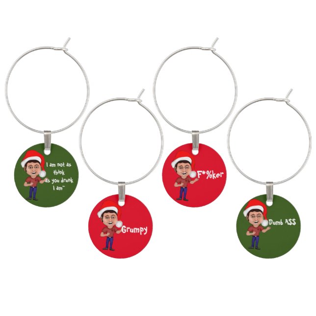 Funny Rude Wine Glass Charm (Staggered)