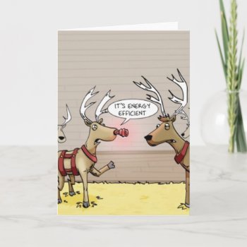 Funny Rudolf Energy Efficient Light Bulb Card by Christmas_Galore at Zazzle